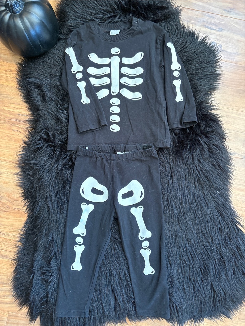 Kids Black Skeleton Pajama Costume Set